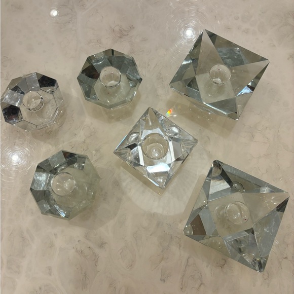 Set of 6 beveled glass candle holders - Picture 3 of 10